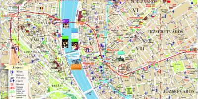 बुडापेस्ट के शीर्ष के आकर्षण का नक्शा