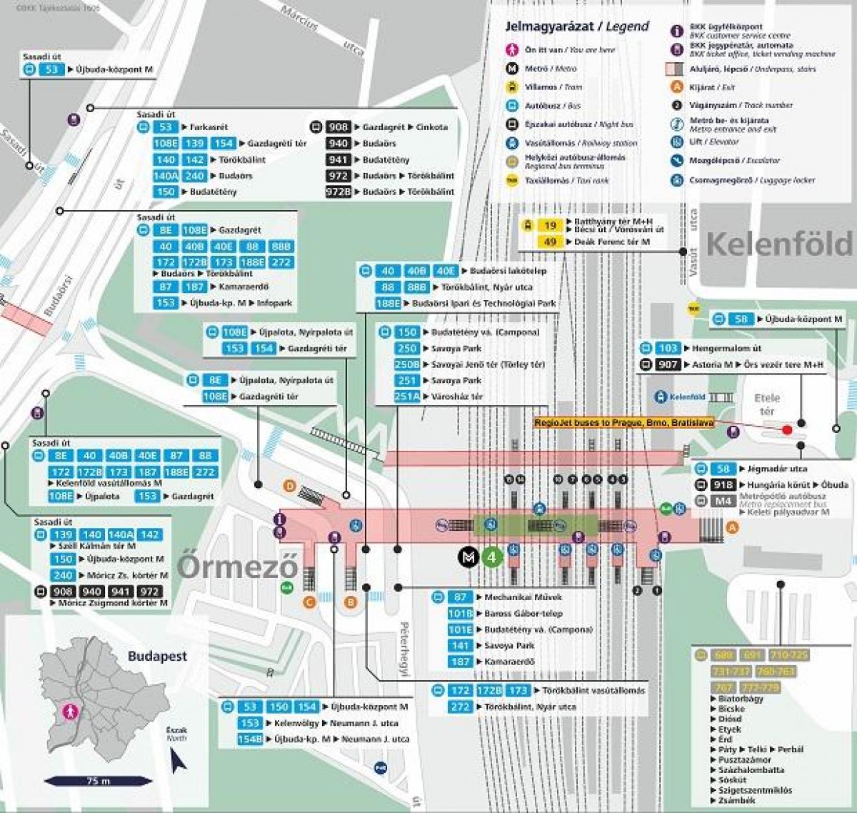 नक्शे बुडापेस्ट के स्टेशन kelenfoe