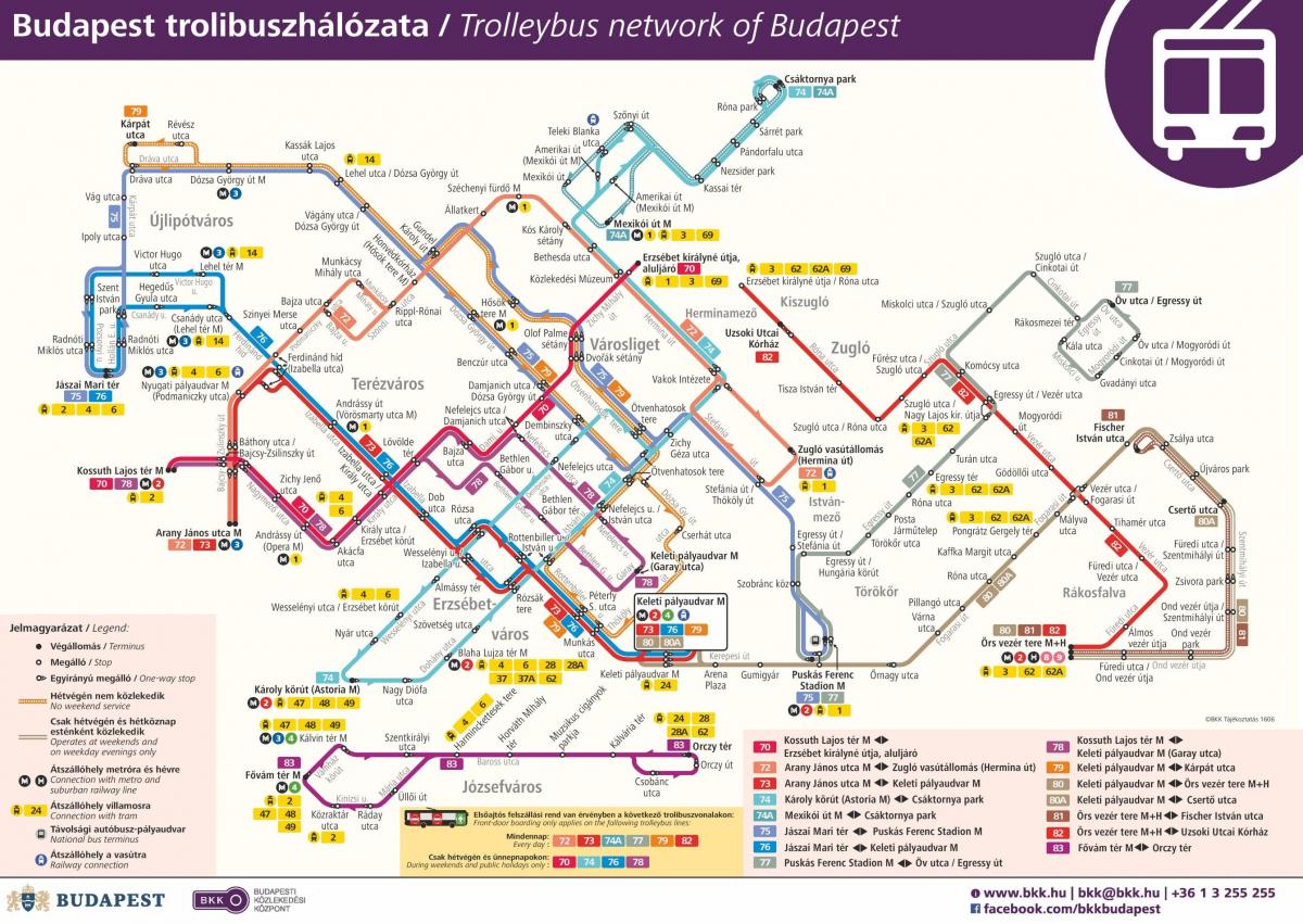 के नक्शे बुडापेस्ट trolleybus