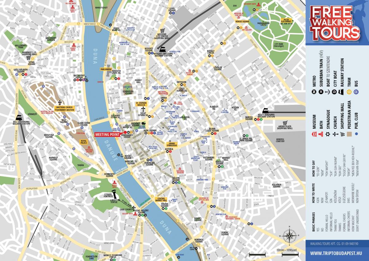पैदल यात्रा के बुडापेस्ट नक्शा