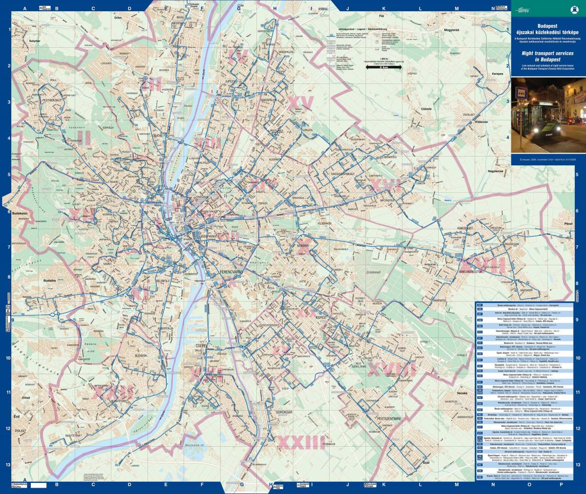 बुडापेस्ट रात बस मानचित्र