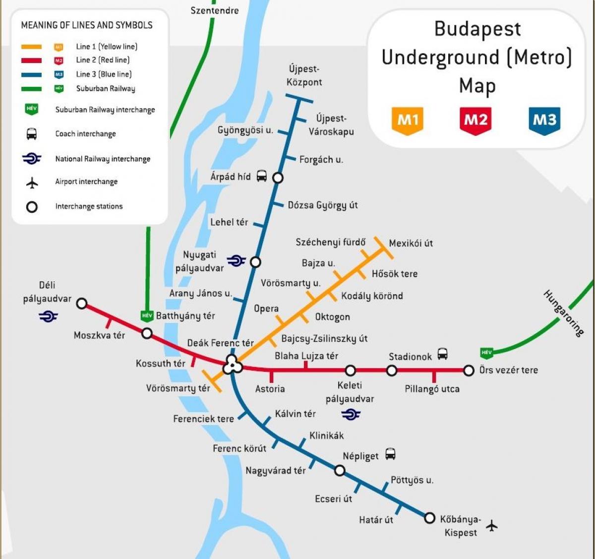 मेट्रो के नक्शे बुडापेस्ट हंगरी
